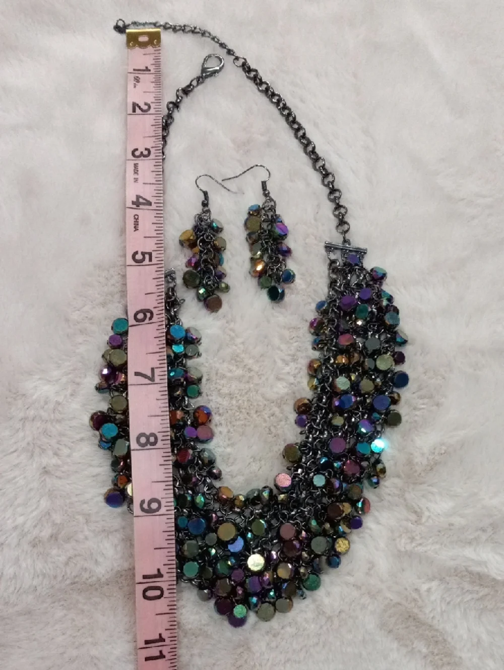 Zi. Colletion Multicolor Disc Statement Necklace & Earring Set